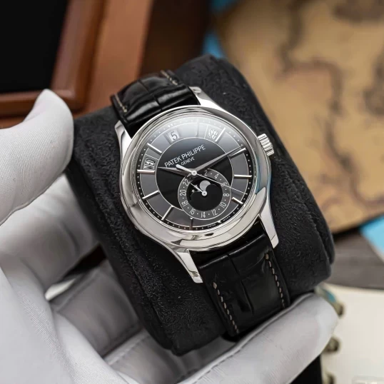 Patek Philippe Complications Annual Calendar Moon Phase 5205G White Gold Black Dial 40mm