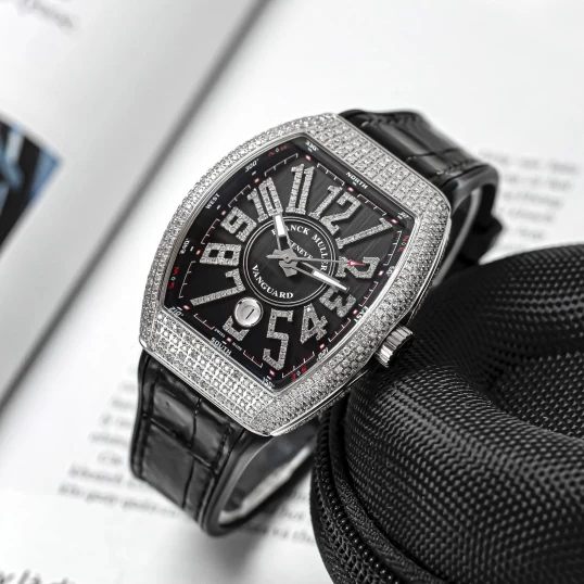 Franck Muller Vanguard V41 Custom Full Diamonds Black Dial