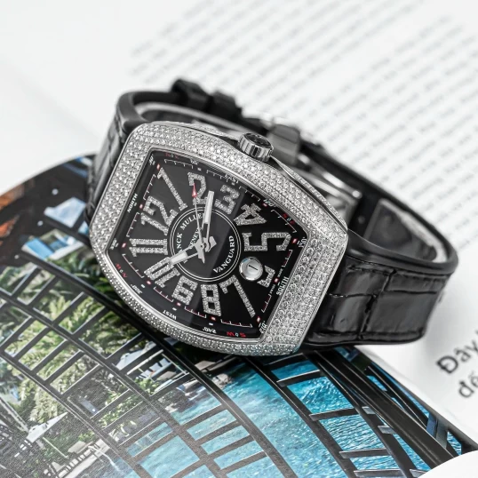 Franck Muller Vanguard V41 Custom Full Diamonds Black Dial