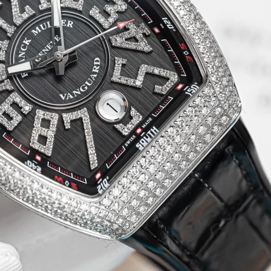 Franck Muller Vanguard V41 Custom Full Diamonds Black Dial