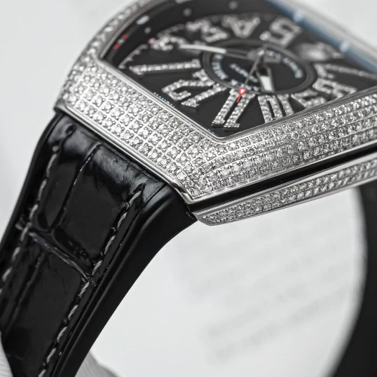 Franck Muller Vanguard V41 Custom Full Diamonds Black Dial