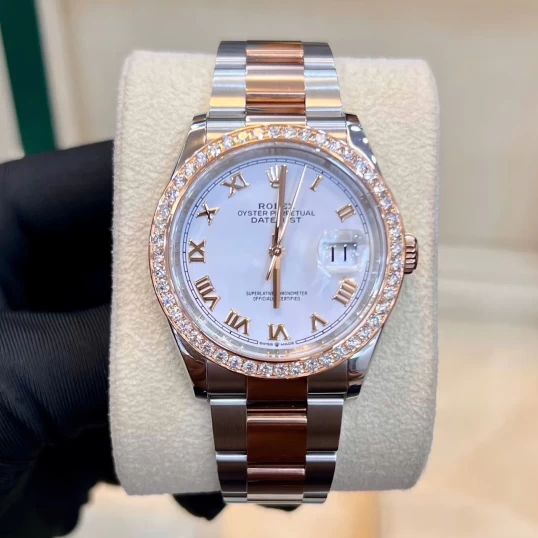Rolex Oyster Perpetual Datejust 36mm Ref. 126231 Custom Diamonds – White Dial