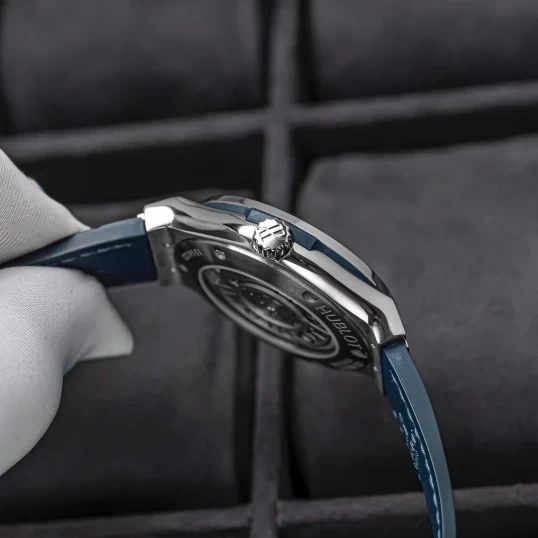 Hublot Classic Fusion 38mm Blue Dial Ref. 565.NX.7170.LR - Custom Full Diamond Pave