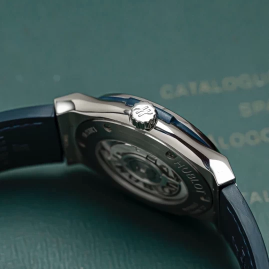 Hublot Classic Fusion Titanium Blue 42mm Ref. 542.NX.7170.LR Custom Diamond Bezel