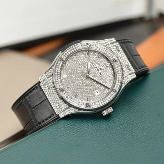 Hublot Classic Fusion Titanium 42mm Custom Full Diamonds Pave Ref. 542.NX.2611.LR