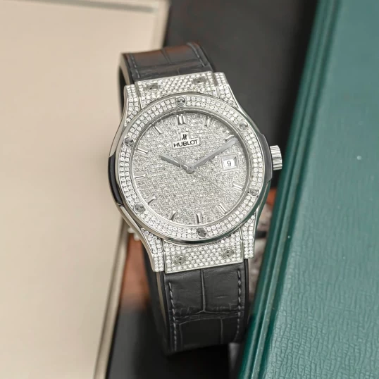 Hublot Classic Fusion Titanium 42mm Custom Full Diamonds Pave Ref. 542.NX.2611.LR -