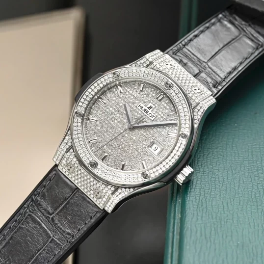 Hublot Classic Fusion Titanium 42mm Custom Full Diamonds Pave Ref. 542.NX.2611.LR