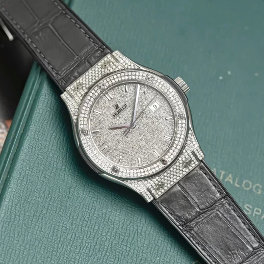 Hublot Classic Fusion Titanium 42mm Custom Full Diamonds Pave Ref. 542.NX.2611.LR