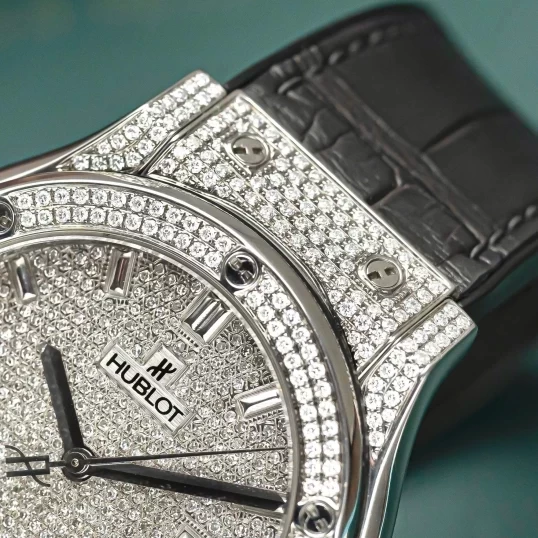 Hublot Classic Fusion Titanium 42mm Custom Full Diamonds Pave Ref. 542.NX.2611.LR