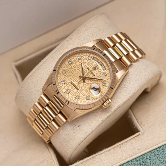 Rolex Day-Date 36mm Vàng khối mặt vi tính vàng - Ref.18238