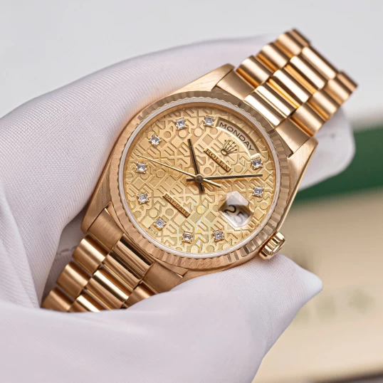 Rolex Day-Date 36mm Vàng khối mặt vi tính vàng - Ref.18238