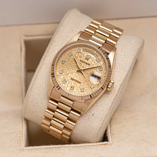 Rolex Day-Date 36mm Vàng khối mặt vi tính vàng - Ref.18238