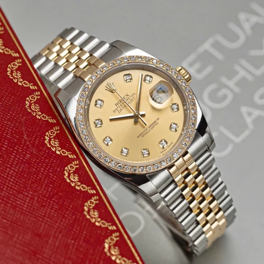 Rolex Oyster Perpetual Datejust 36mm – Ref. 116233 Champagne Dial (Vành Kim Cương Độ)