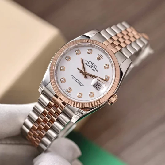 Rolex Oyster Perpetual Datejust 36mm 116231 – Mặt men trắng cọc số kim cương