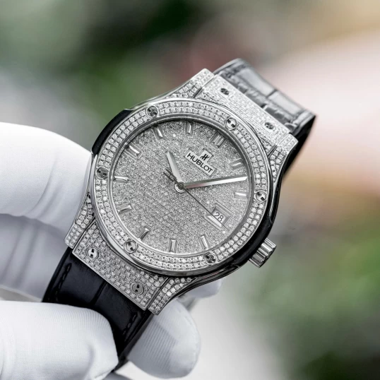 Hublot Classic Fusion Titanium 42mm Custom Full Diamonds Pave Ref. 542.NX.8970.LR