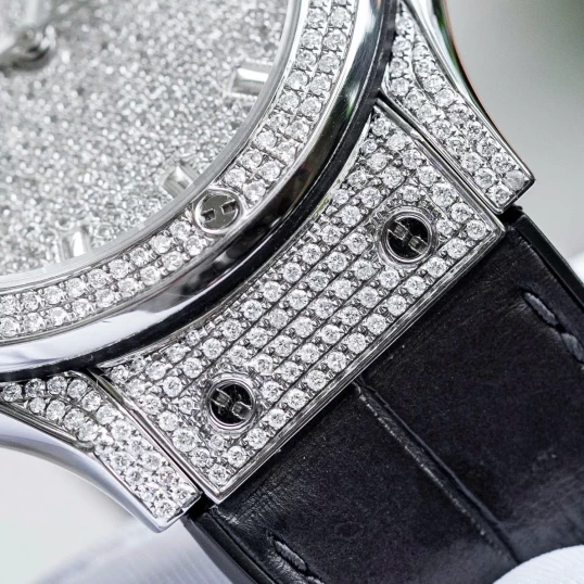 Hublot Classic Fusion Titanium 42mm Custom Full Diamonds Pave Ref. 542.NX.8970.LR