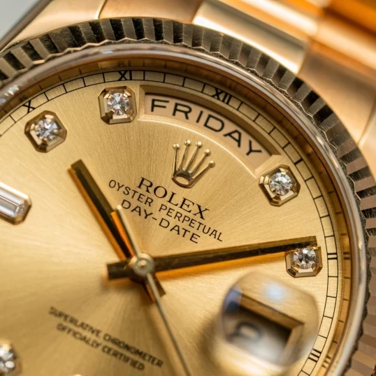 Rolex Oyster Perpetual Day-Date 36mm Champagne Dial Diamond - Ref. 118238