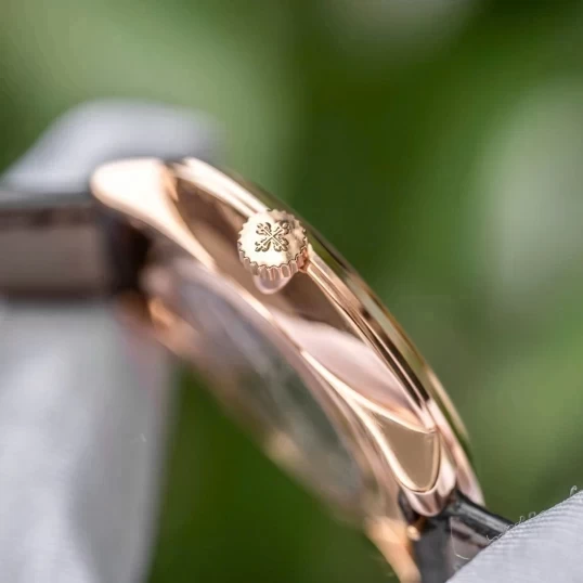 Patek Philippe Calatrava Silver Dial 18k Rose Gold Brown Leather Mens Watch 5123R-001