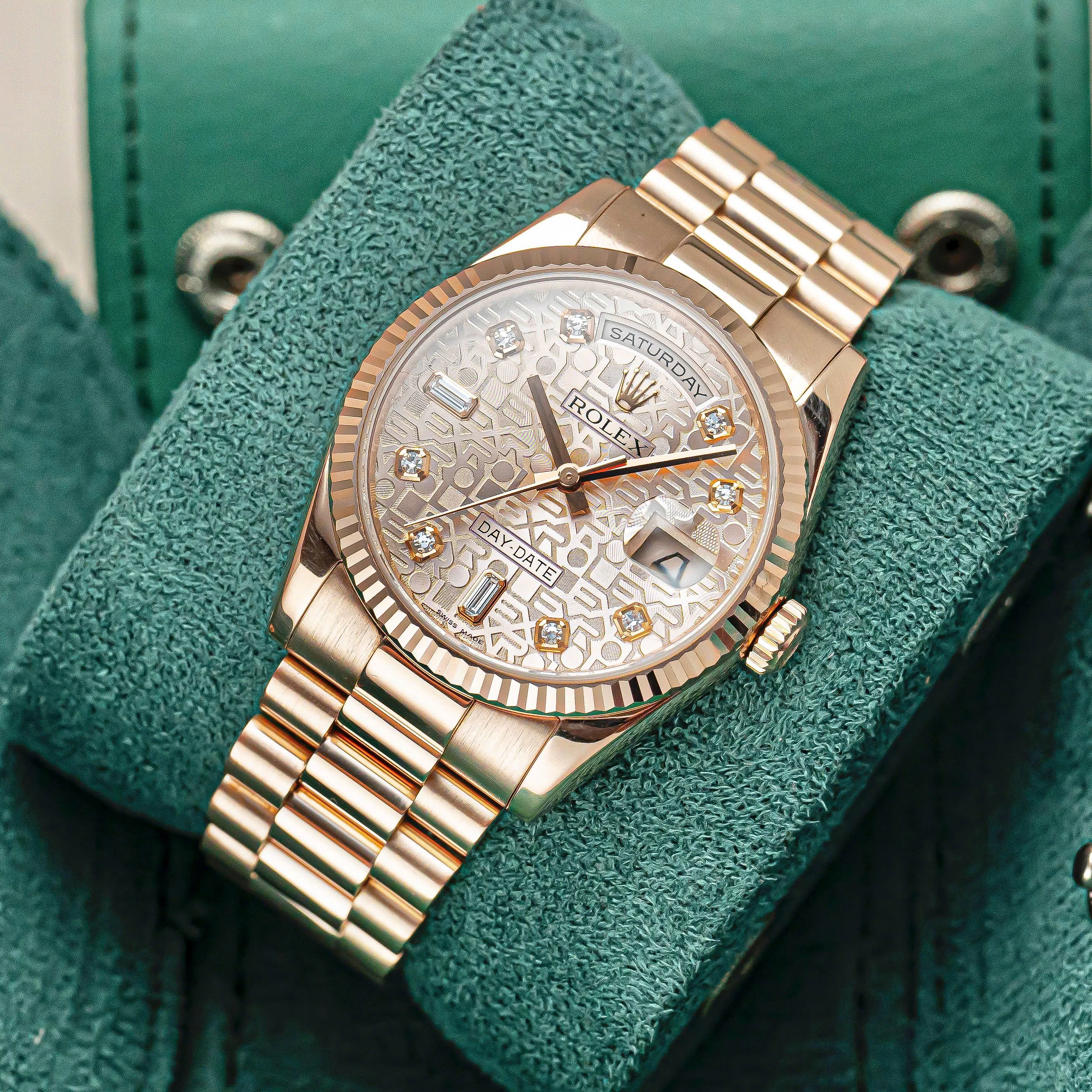 Rolex Oyster Perpetual Day-Date 36mm Ref 118235 Vi tính hồng