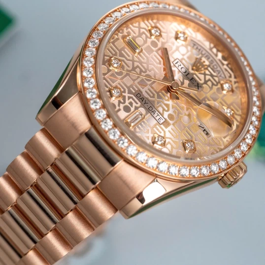 Rolex Oyster Perpetual Day-Date 36mm Ref 118235 Pink Computer Dial Diamond Bezel