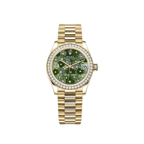 Đồng Hồ Rolex Datejust 31 278383 Mặt Số Họa Tiết Hoa Xanh Ô-Liu