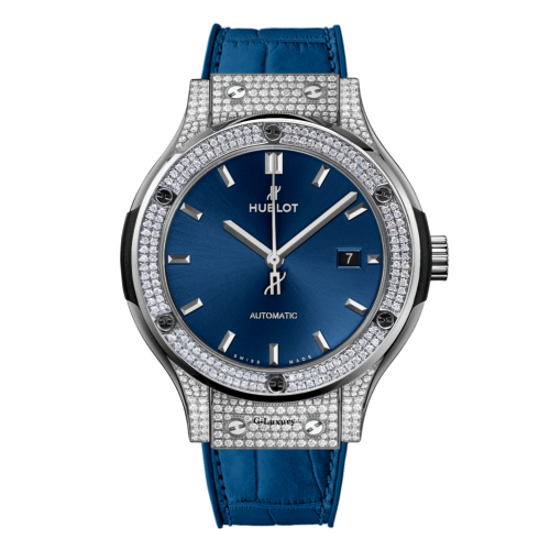 Hublot Classic Fusion Titanium Pave Blue Dial 42mm - New 2021