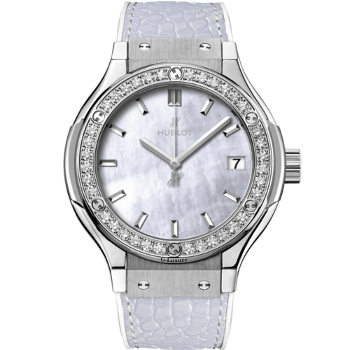 Hublot Classic Fusion Titanium MOP White Bezel Diamonds 33mm 581.NE.6070.LR.1204.JPN16