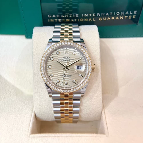 Rolex Datejust 36mm 126283rbr Champagne Motif Diamond Dial niềng kim Zin New 04/2023