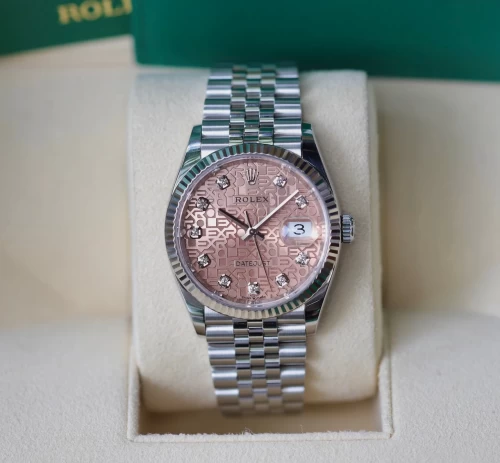 Rolex Datejust 126234 Vi Tính Cá Hồi, dây đeo Jubilee full hộp sổ thẻ lướt 2020